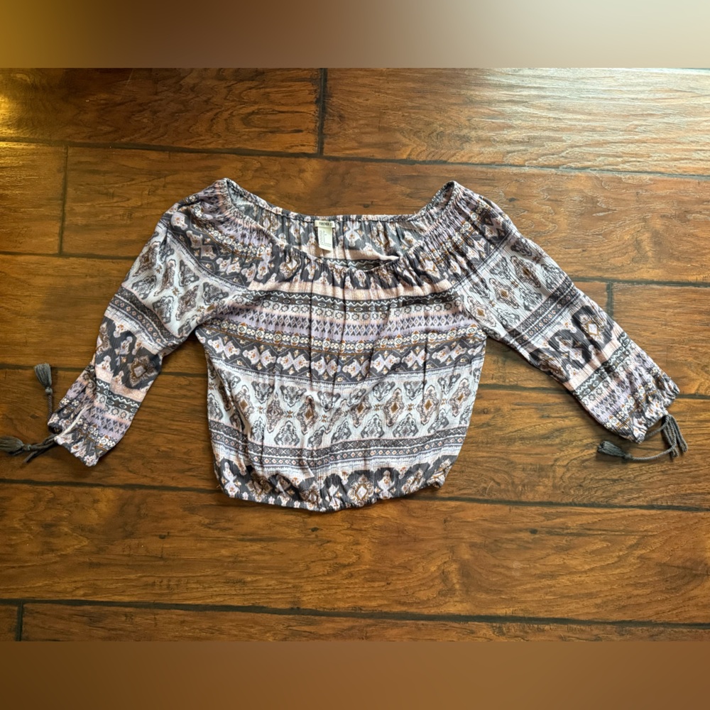 Bohemian Patterned Off the Shoulder Forever21 Top